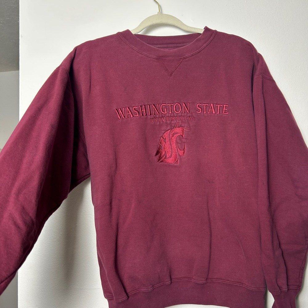 Vintage 90s Washington State University Sweatshirt Maroon college crewneck - Picture 5 of 9